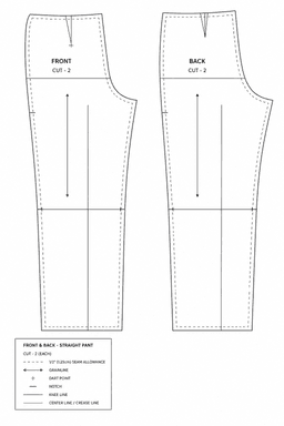 Straight Pants (Female) pattern sheet