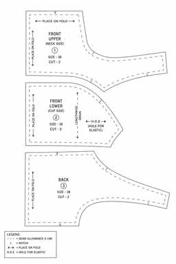 Sweetheart Princess Panel Blouse pattern sheet