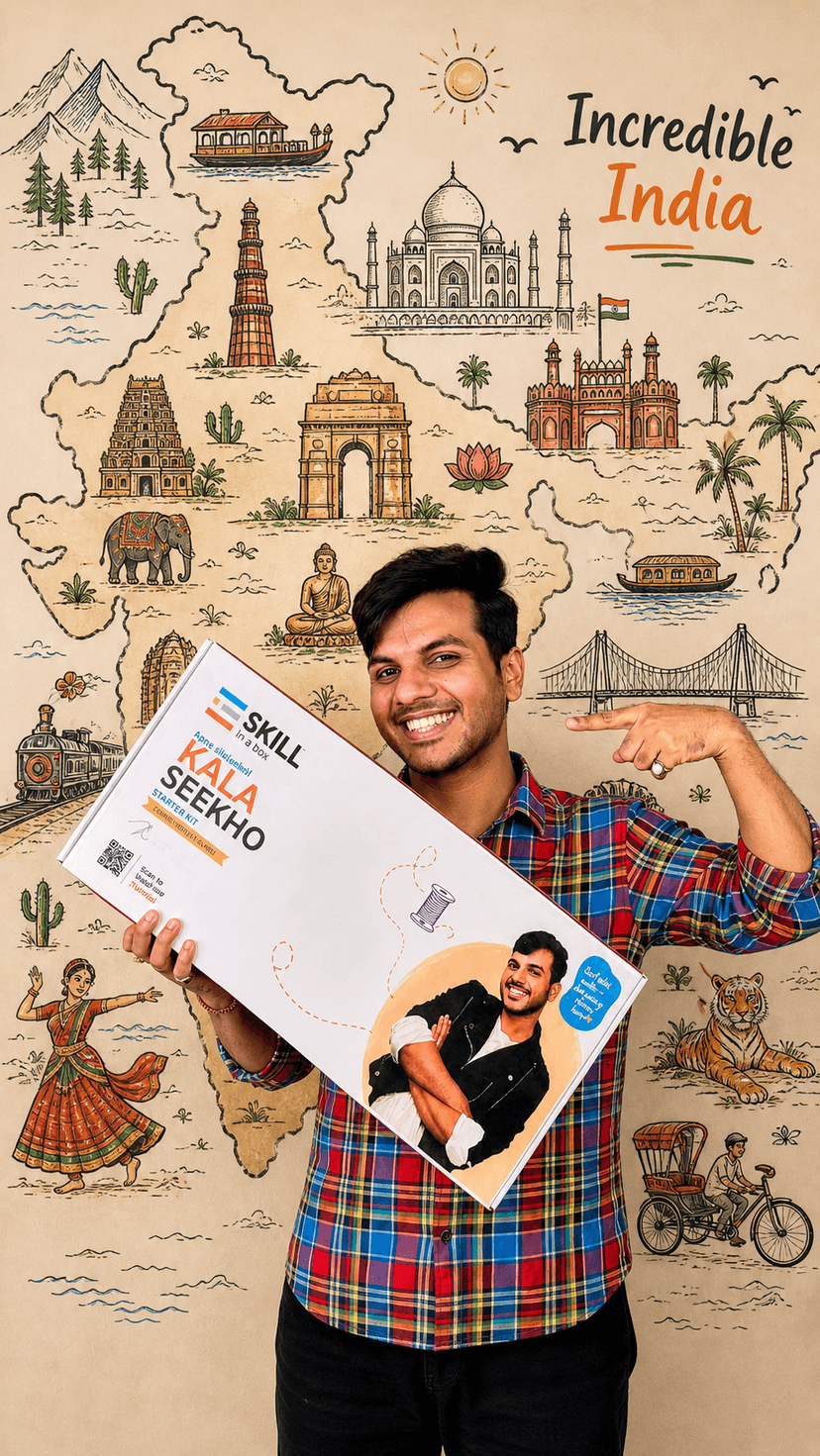 Ritvik holding Skillinabox kit