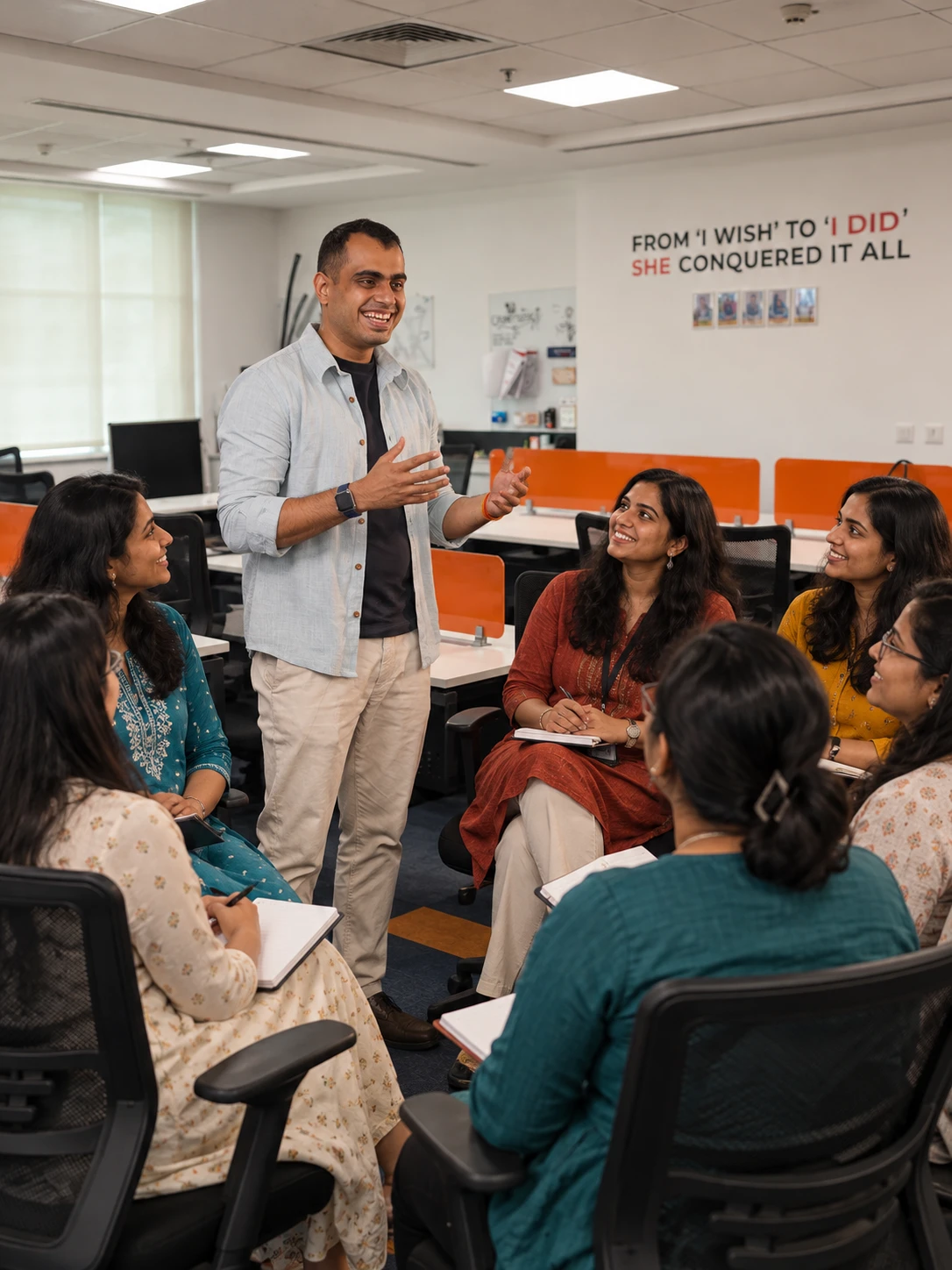 A facilitator opening the session with the seated circle