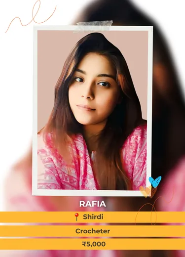 Rafia, Shirdi — Crocheter, ₹5,000 a month